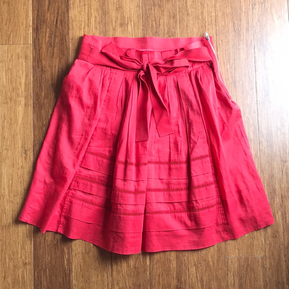 Red Sonia Rykiel cotton pleated skirt